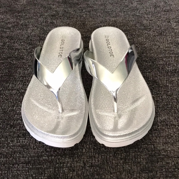 Gold Toe Shoes - Silver Flip Flops